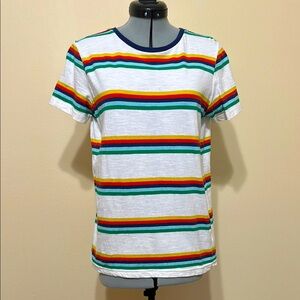 Boden Multicolor Rainbow Striped T-shirt, Youth 13/14,‎ Fits like Women’s Small